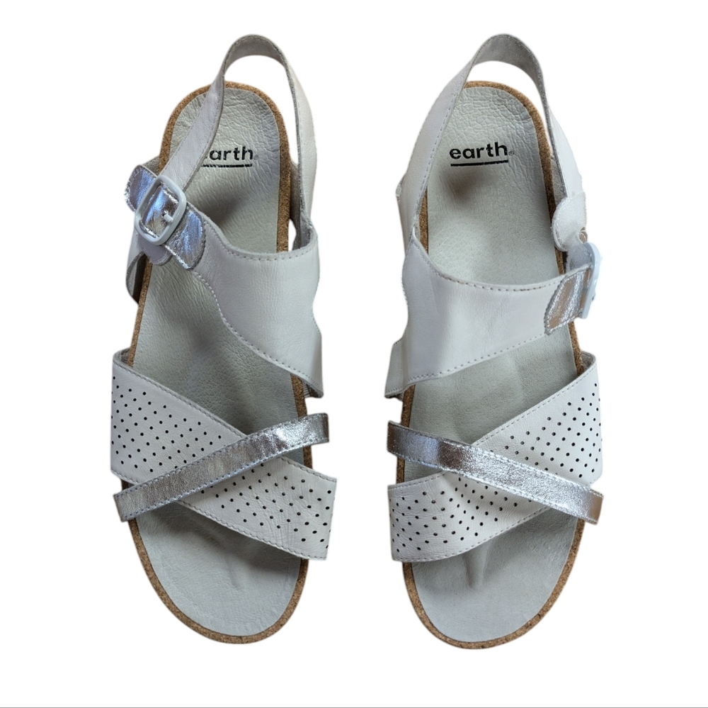 Earth Linden Laguna White Leather Sandals Size 11W - Picture 3 of 11